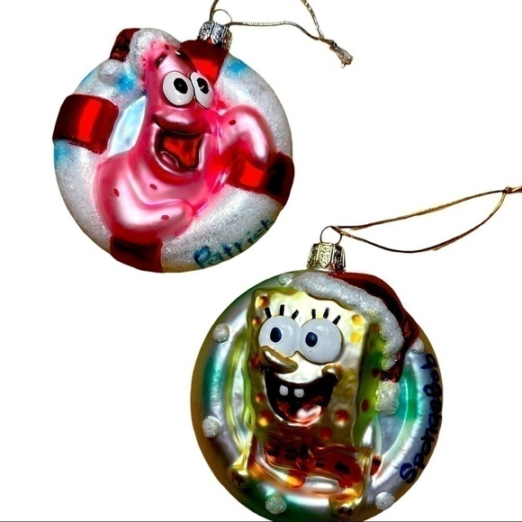 𝅺kurt S Adler SpongeBob SquarePants glass ornaments, 2004, Nickelodeon - Picture 1 of 9